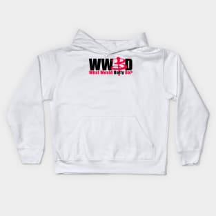 WWBD: What Would Buffy Do? (black text) Kids Hoodie